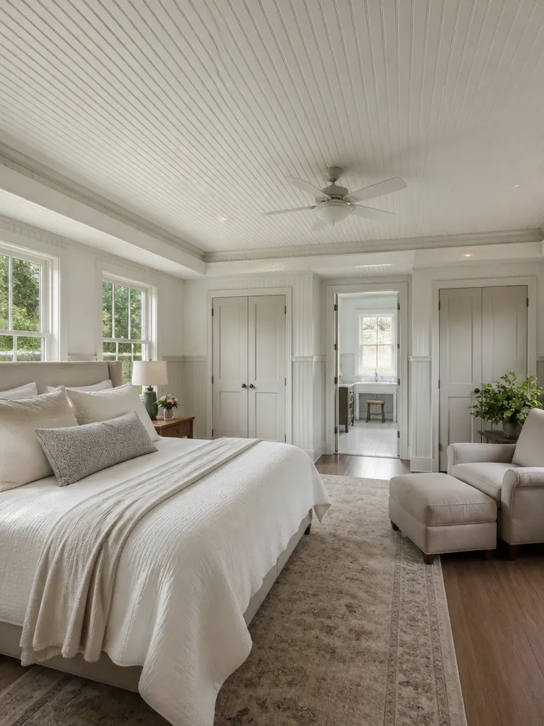 Beadboard Master Bedroom Warm residential staging