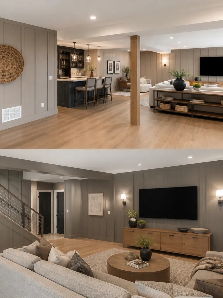 Board and Batten Basement Luxury editorial staging