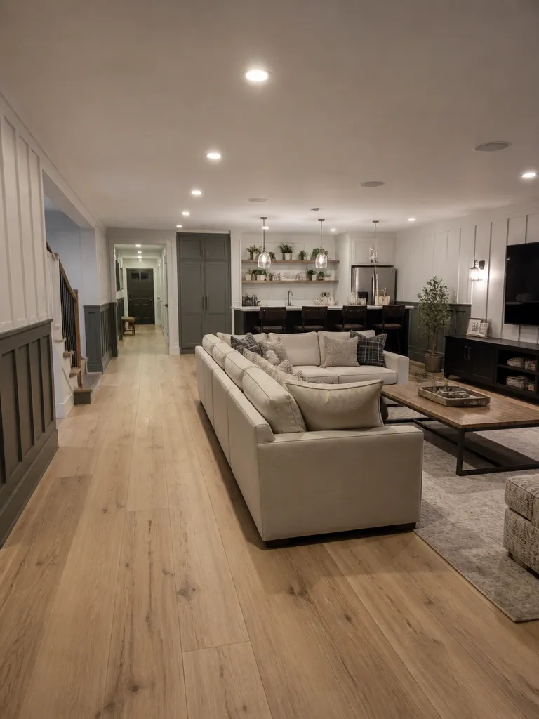 Board and Batten Basement Warm residential staging