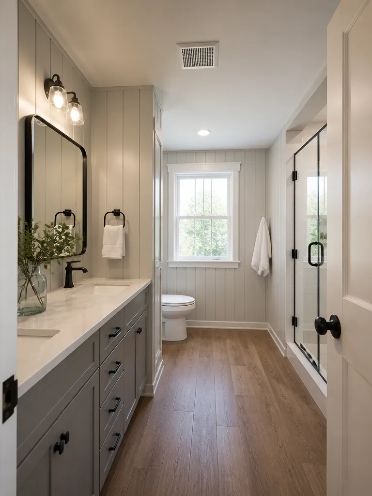 Board and Batten Bathroom Warm residential staging