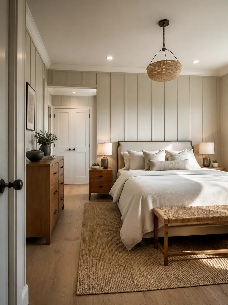Board and Batten Bedroom Warm residential staging
