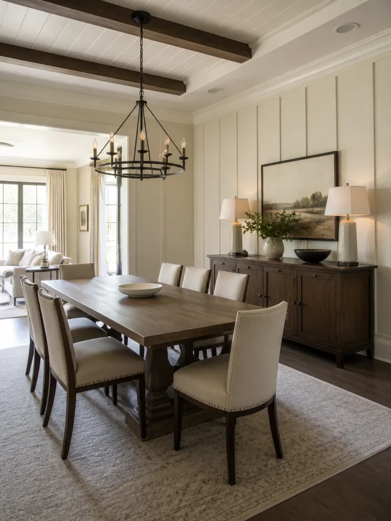 Board and Batten Dining Room Warm residential staging