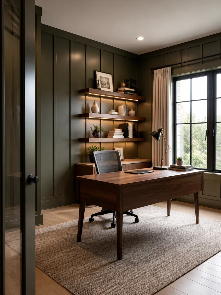 Board and Batten Home Office Warm residential staging