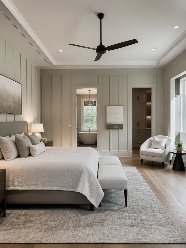 Board and Batten Master Bedroom Luxury editorial staging