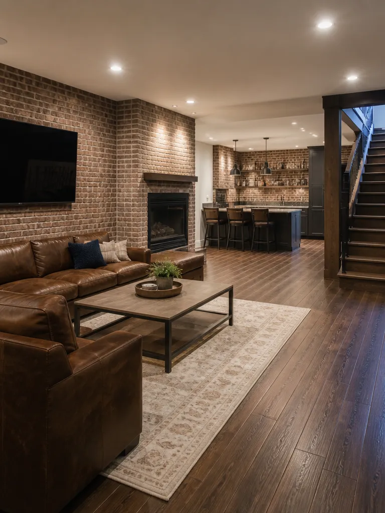 Brick Wall Basement Luxury editorial staging