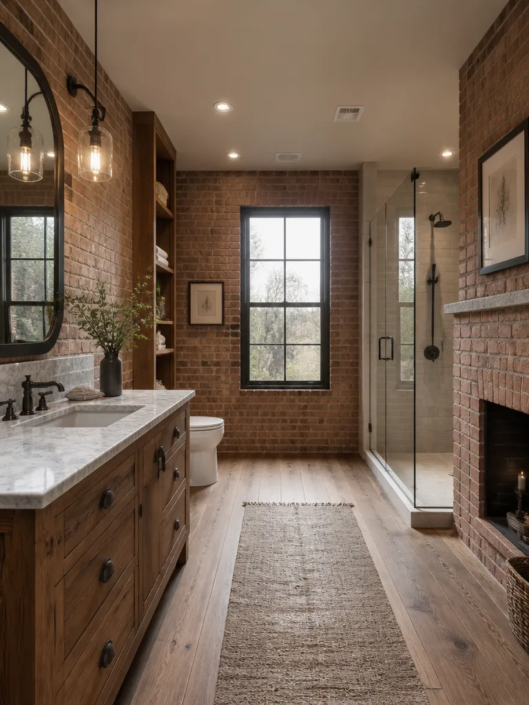 Brick Wall Bathroom Luxury editorial staging