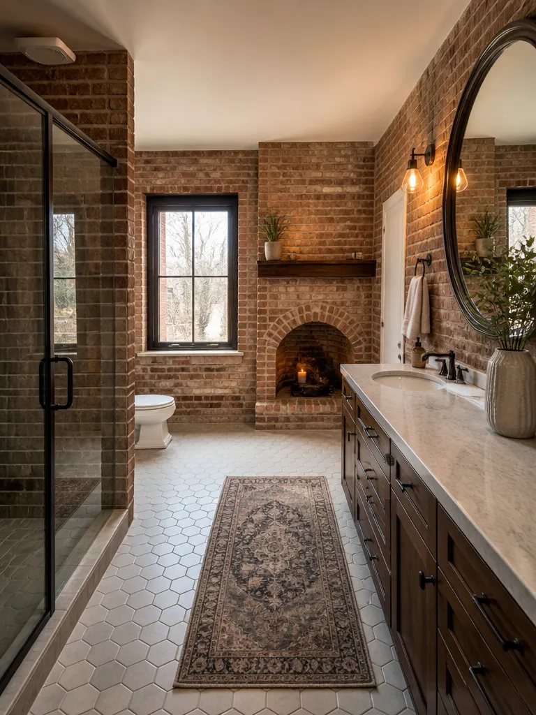 Brick Wall Bathroom Warm residential staging