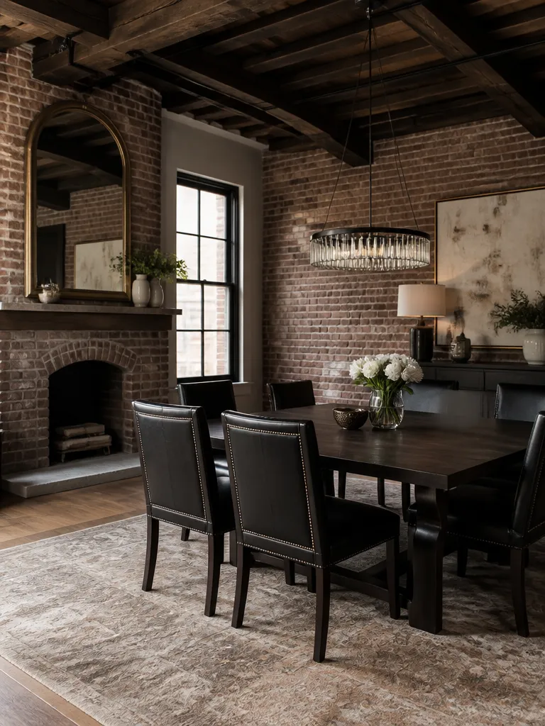 Brick Wall Dining Room Luxury editorial staging