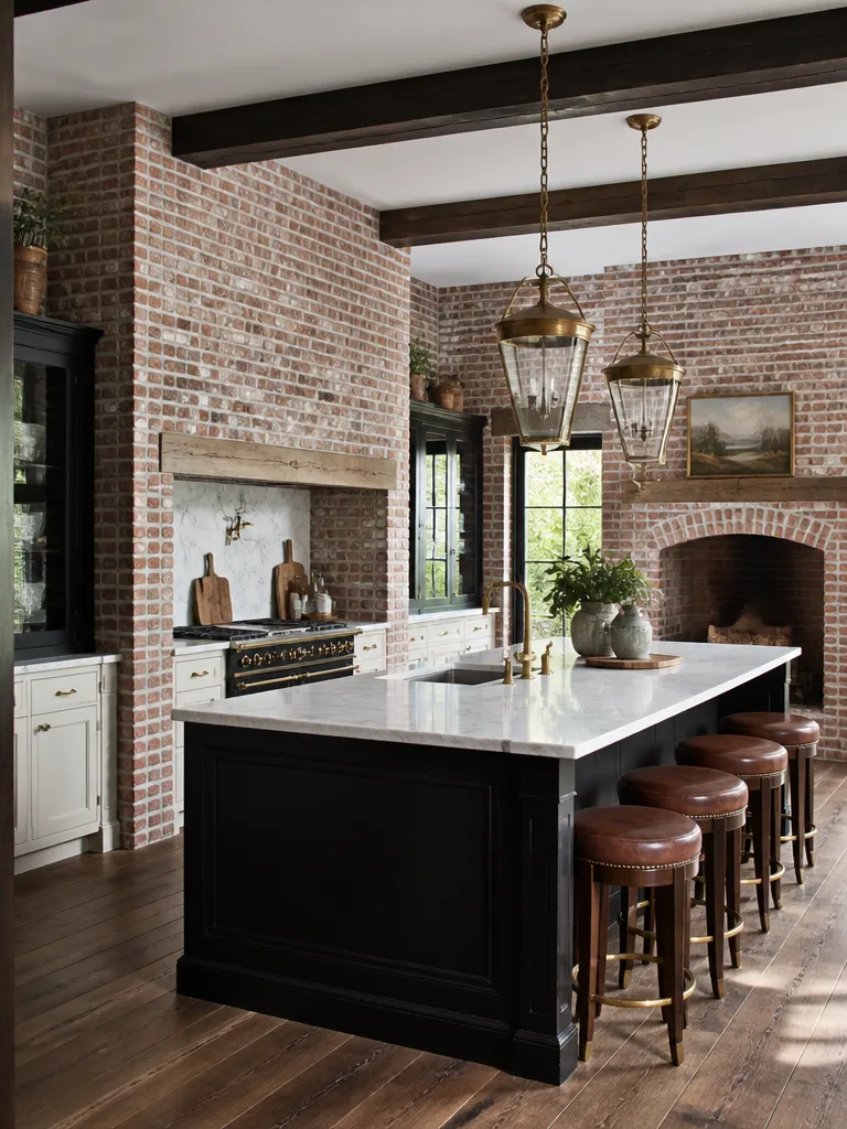 Brick Wall Kitchen Luxury editorial staging