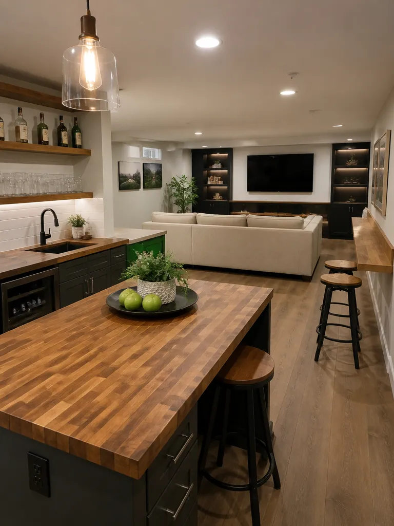 Butcher Block Countertops Basement