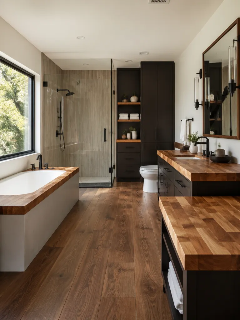Butcher Block Countertops Bathroom Luxury editorial staging