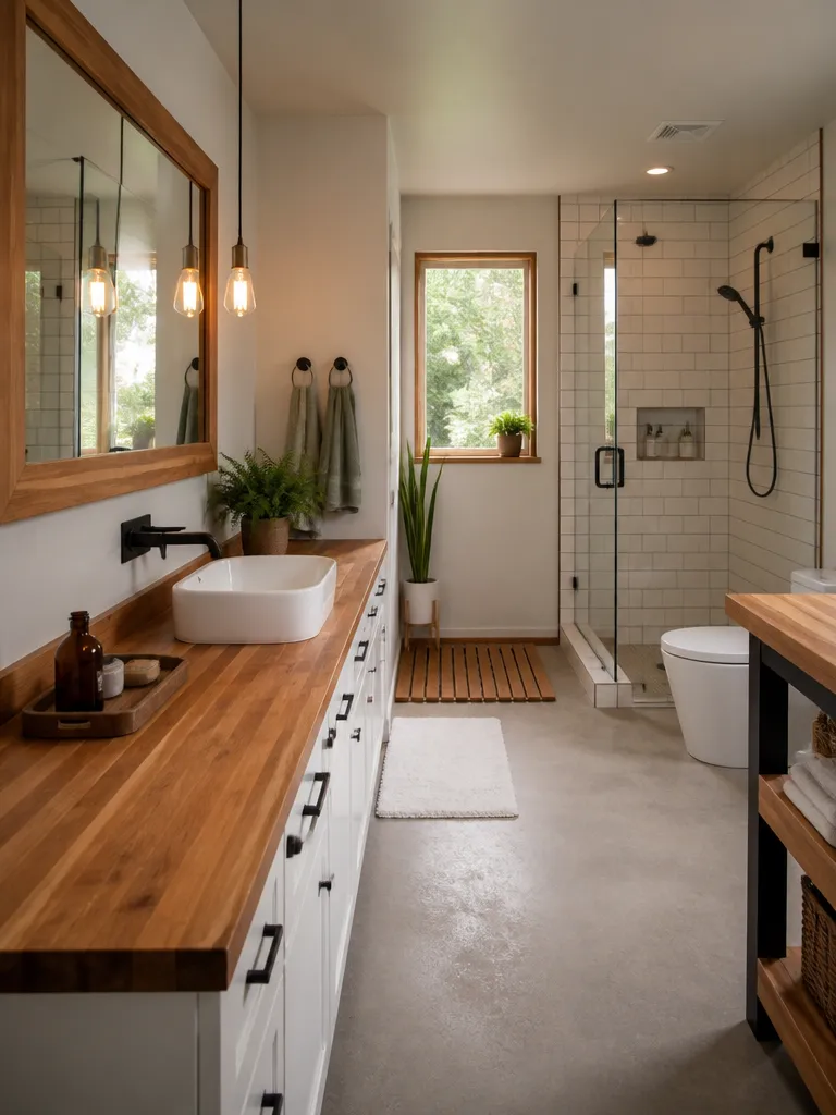 Butcher Block Countertops Bathroom Warm residential staging