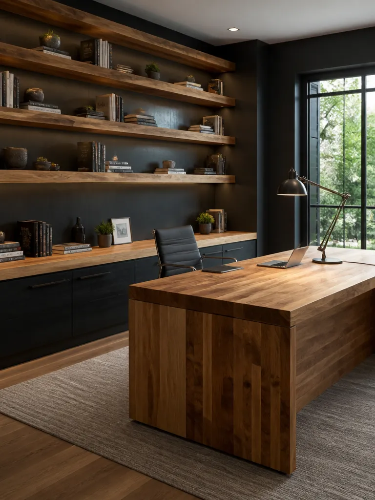 Butcher Block Countertops Home Office Luxury editorial staging