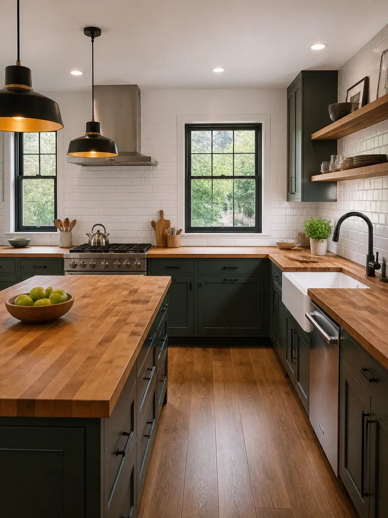 Butcher Block Countertops Kitchen Warm residential staging