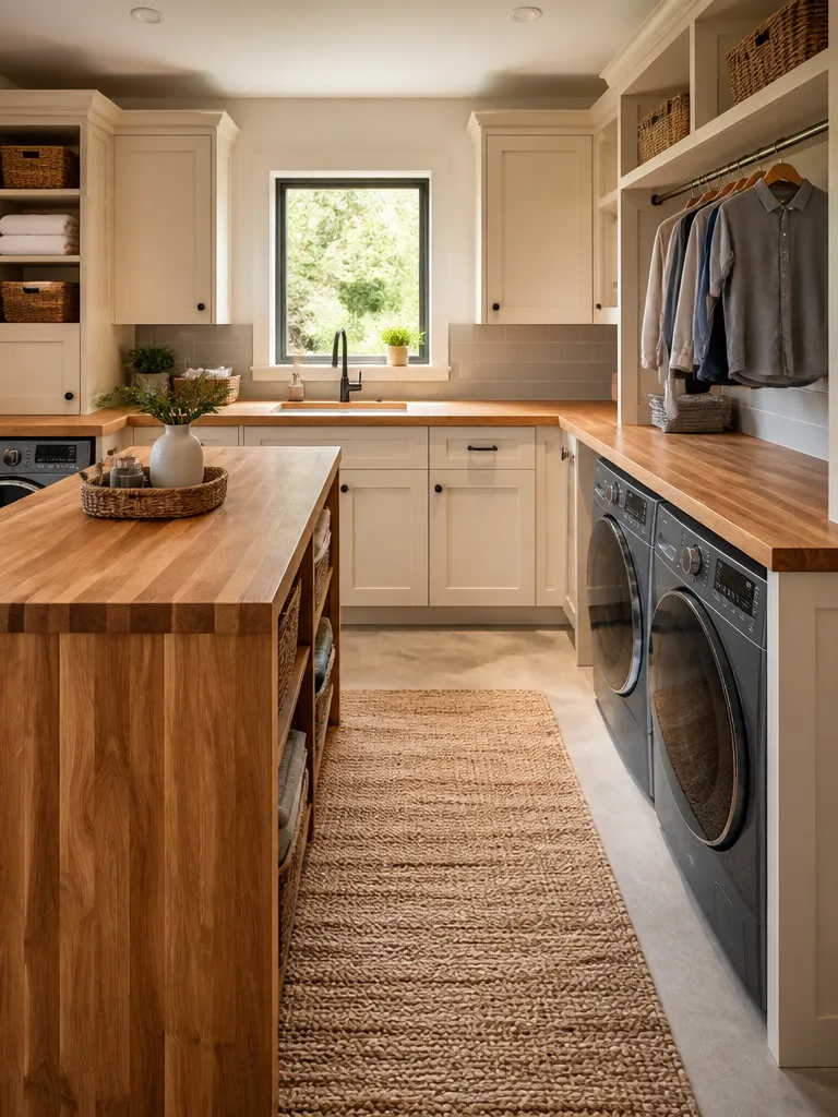Butcher Block Countertops Laundry Room Warm residential staging