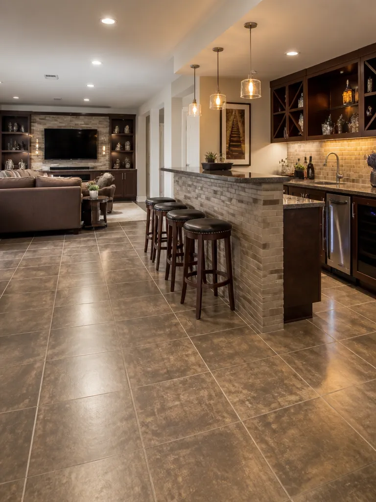 Ceramic Tile Basement Warm residential staging