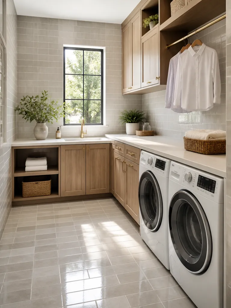 Ceramic Tile Laundry Room Luxury editorial staging