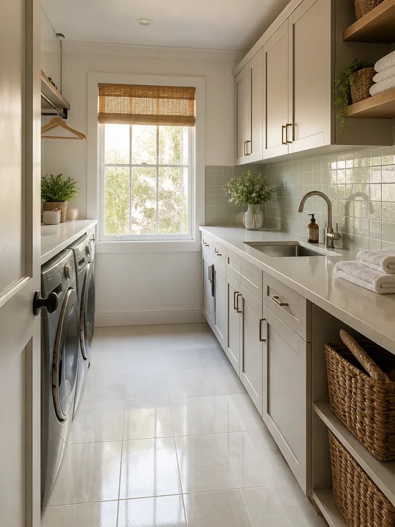 Ceramic Tile Laundry Room Warm residential staging