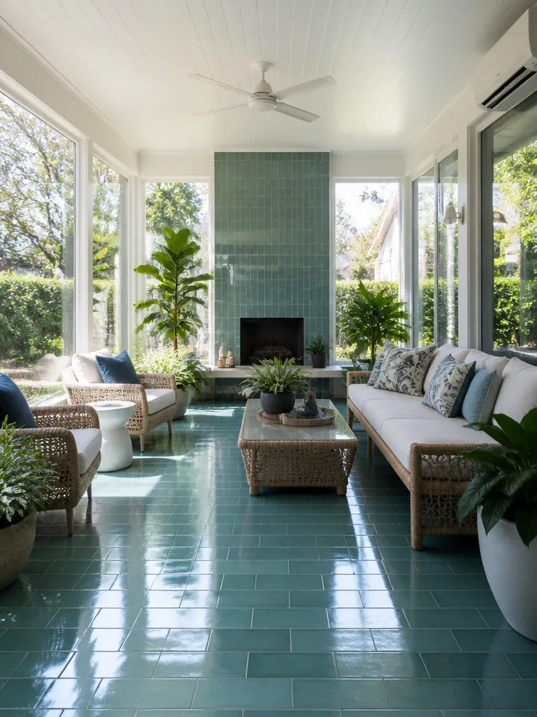 Ceramic Tile Sunroom Luxury editorial staging