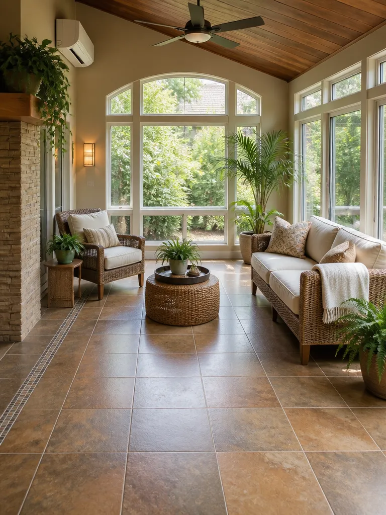 Ceramic Tile Sunroom Warm residential staging