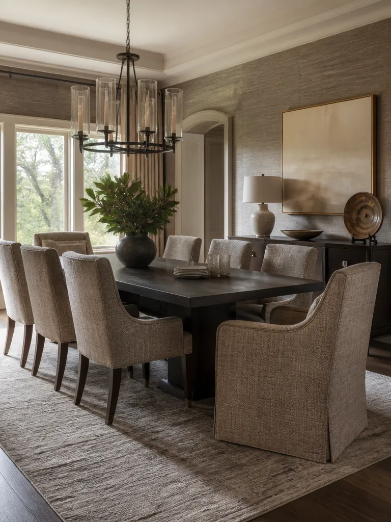 Chenille Fabric Dining Room Luxury editorial staging