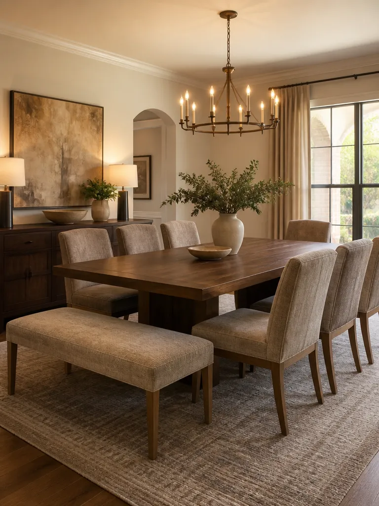 Chenille Fabric Dining Room Warm residential staging