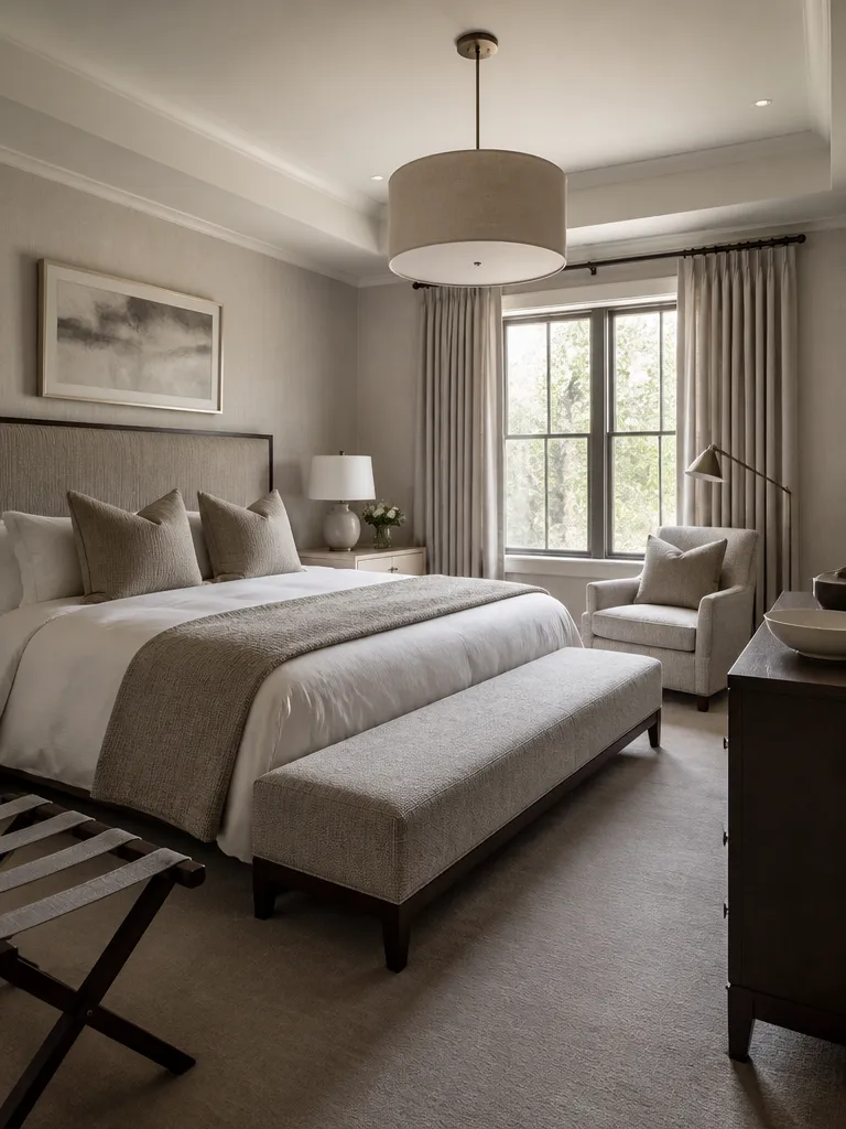 Chenille Fabric Guest Bedroom