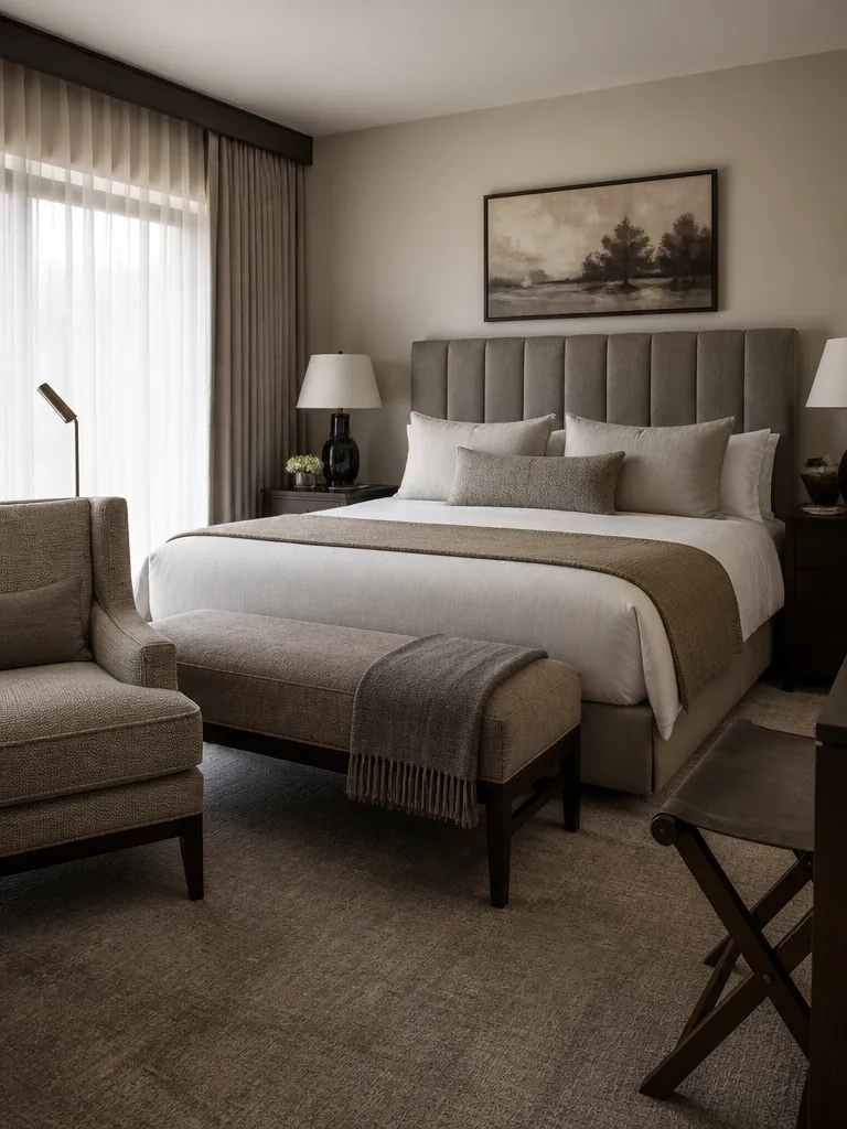Chenille Fabric Guest Bedroom Luxury editorial staging