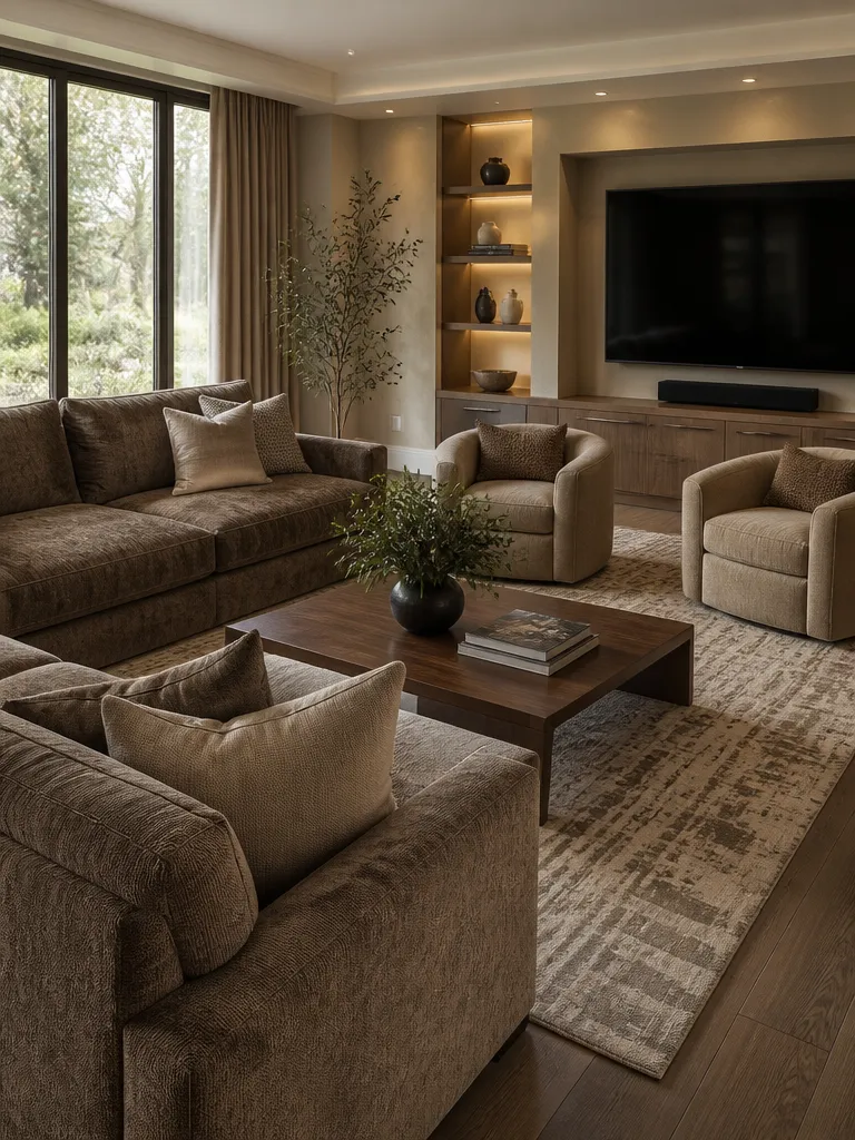 Chenille Fabric Living Room Warm residential staging