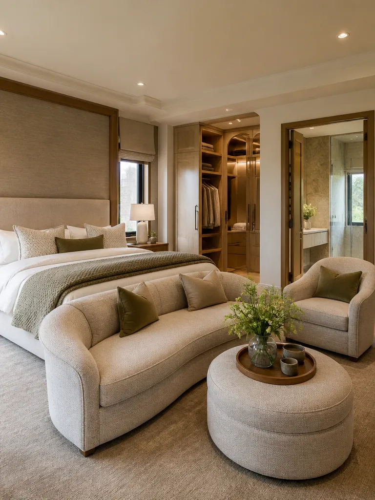 Chenille Fabric Master Bedroom Warm residential staging