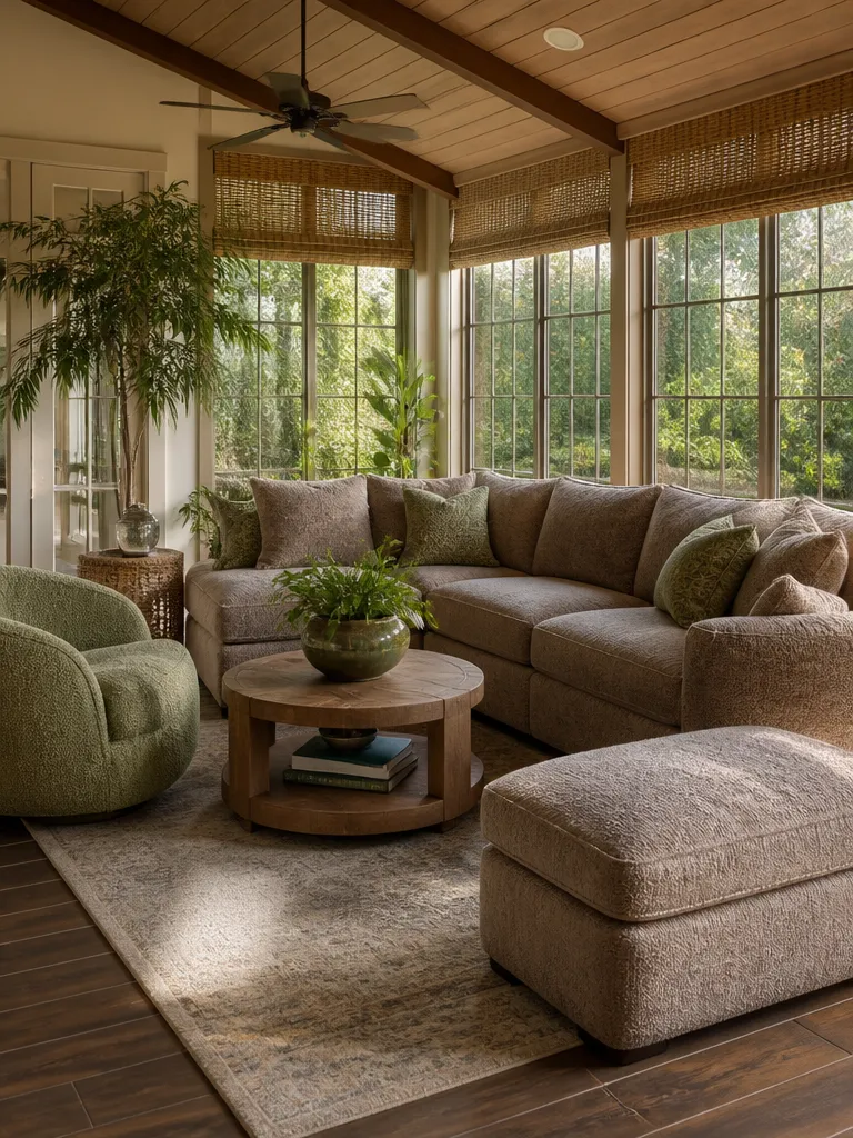 Chenille Fabric Sunroom Warm residential staging
