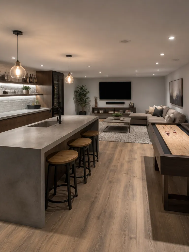 Concrete Countertops Basement Warm residential staging
