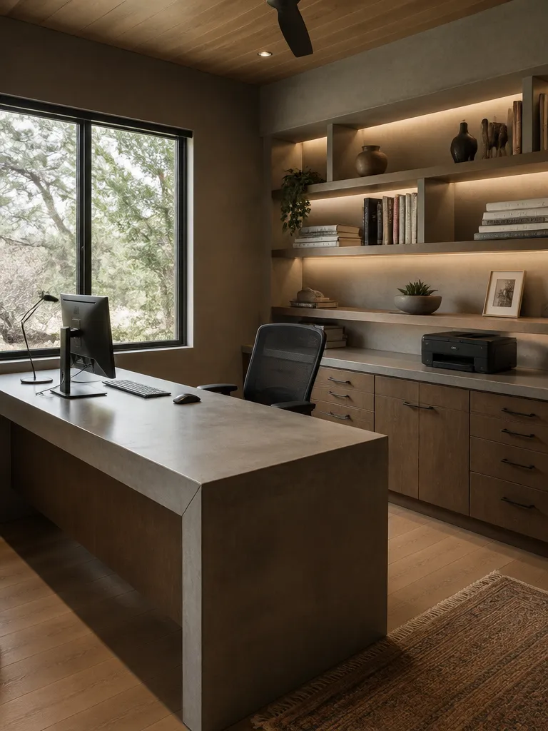 Concrete Countertops Home Office Warm residential staging