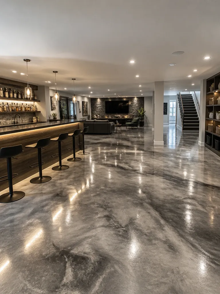 Epoxy Flooring Basement Luxury editorial staging