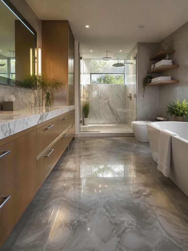 Epoxy Flooring Bathroom Luxury editorial staging