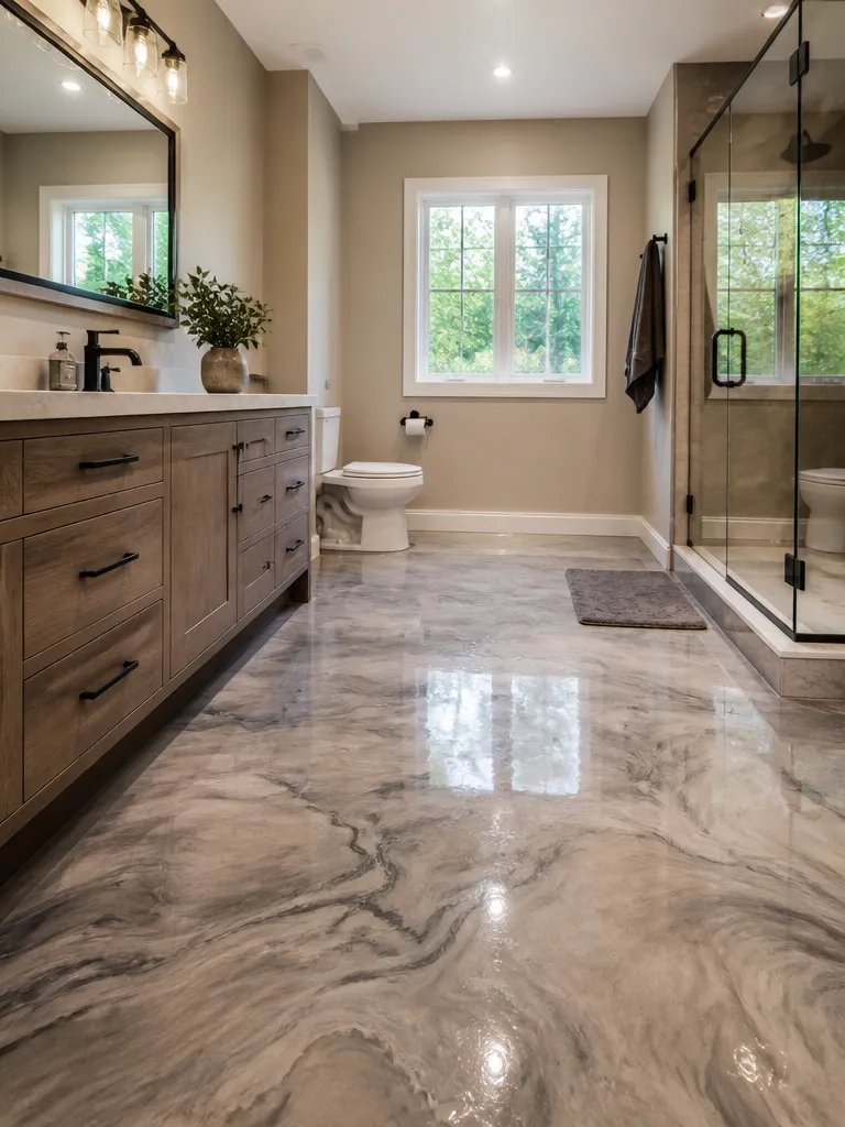 Epoxy Flooring Bathroom Warm residential staging