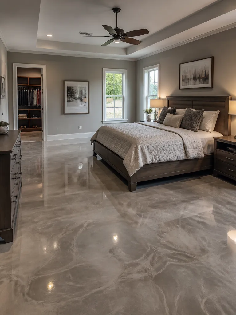 Epoxy Flooring Bedroom Luxury editorial staging