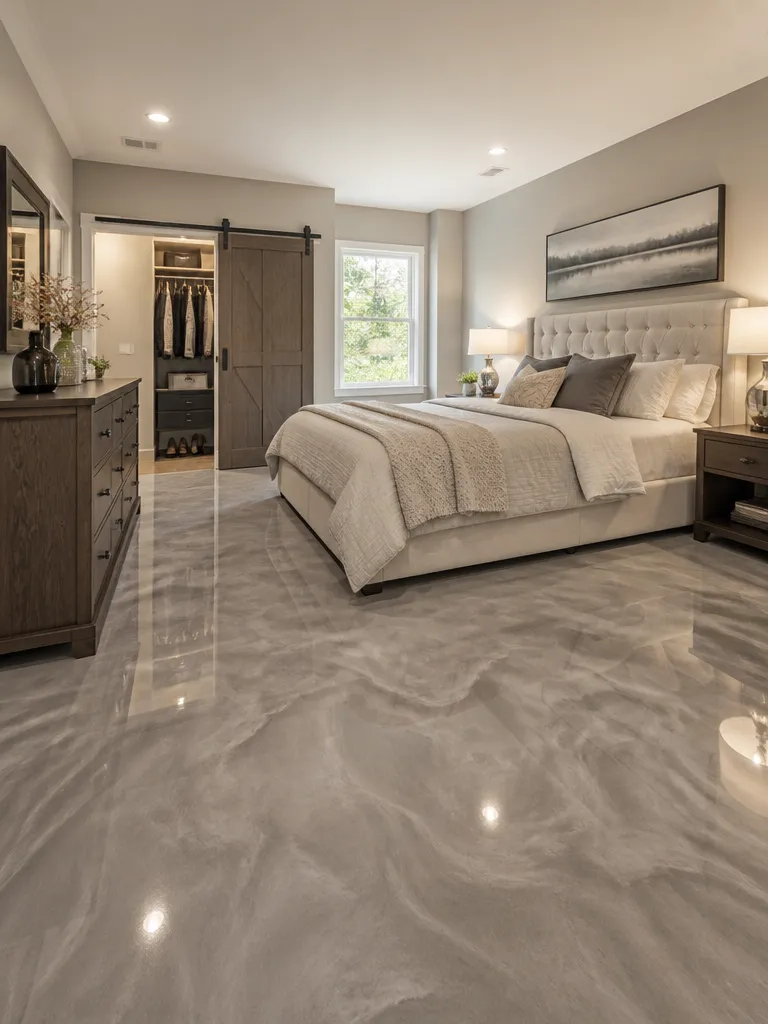 Epoxy Flooring Bedroom Warm residential staging
