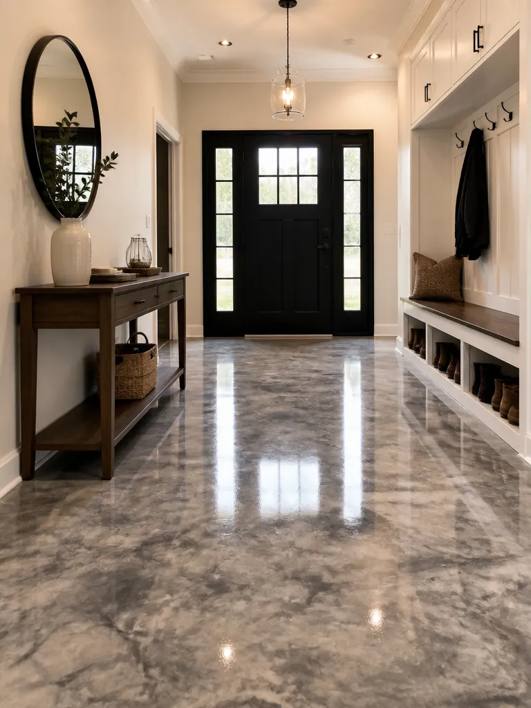 Epoxy Flooring Entryway Warm residential staging