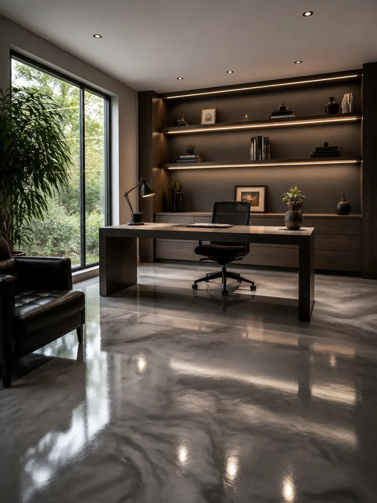 Epoxy Flooring Home Office Luxury editorial staging
