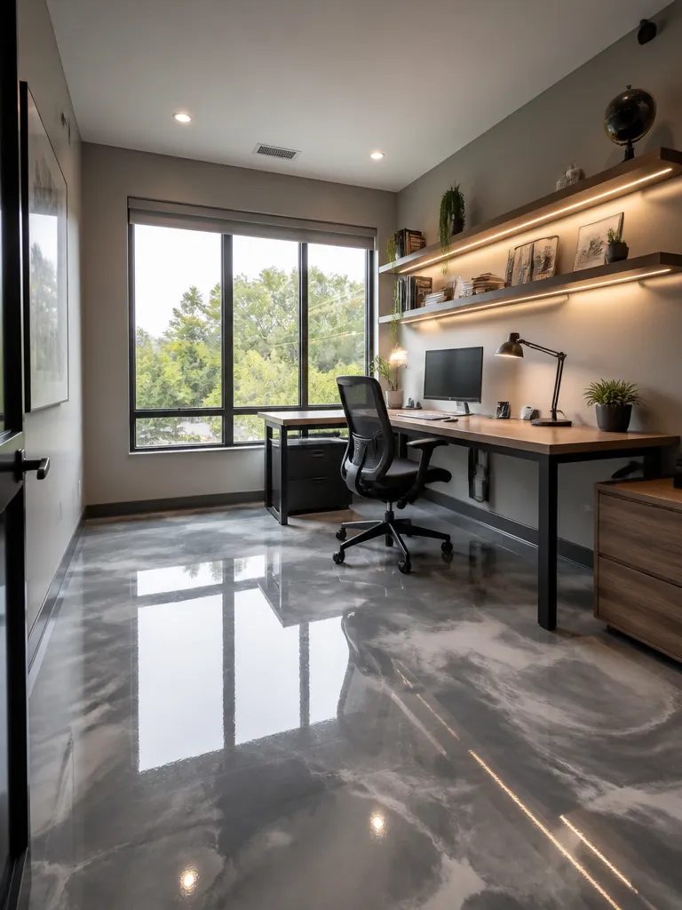 Epoxy Flooring Home Office Warm residential staging