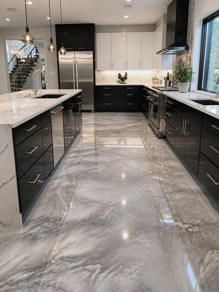 Epoxy Flooring Kitchen Luxury editorial staging