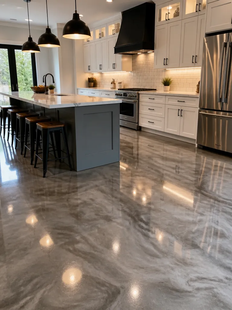 Epoxy Flooring Kitchen Warm residential staging