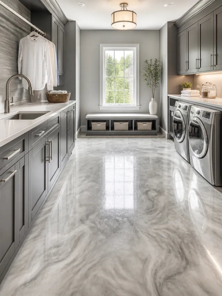 Epoxy Flooring Laundry Room Luxury editorial staging
