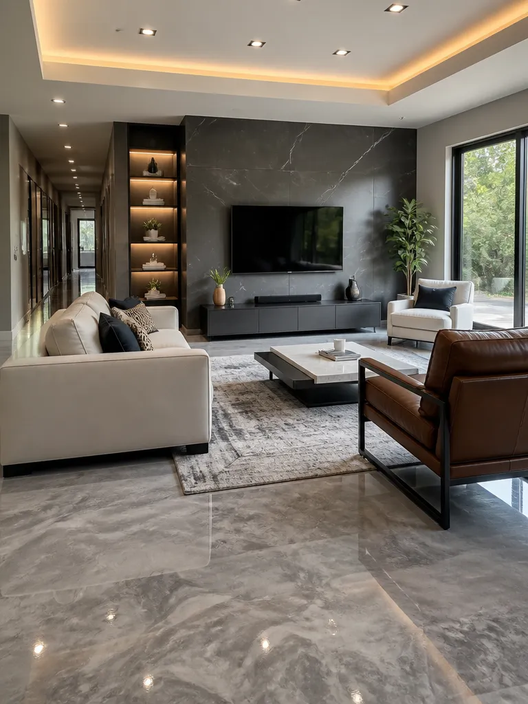Epoxy Flooring Living Room Luxury editorial staging
