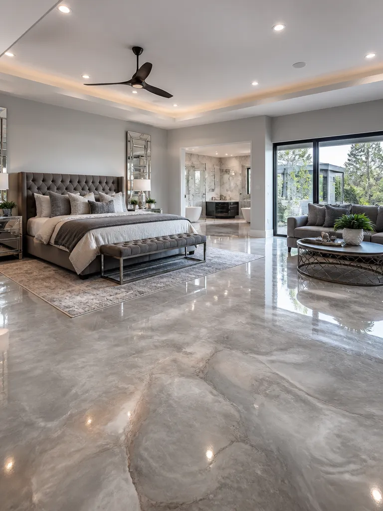Epoxy Flooring Master Bedroom Luxury editorial staging