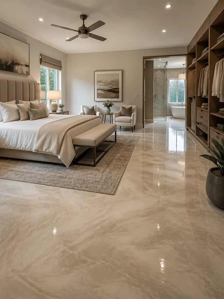 Epoxy Flooring Master Bedroom Warm residential staging