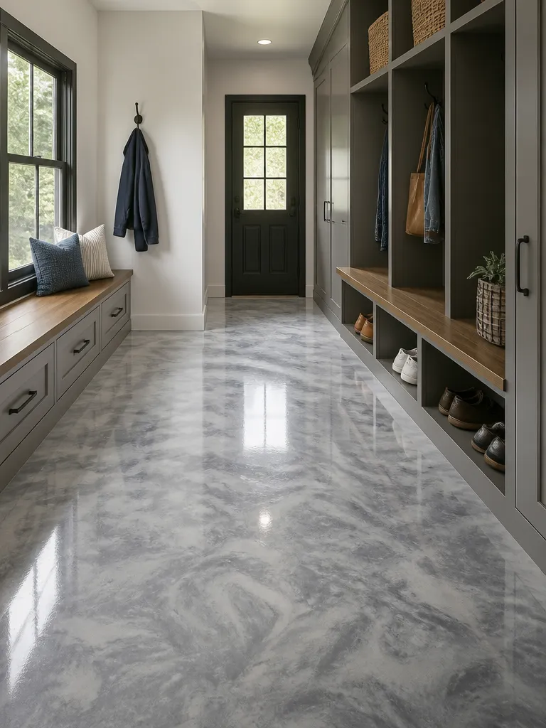 Epoxy Flooring Mudroom Luxury editorial staging