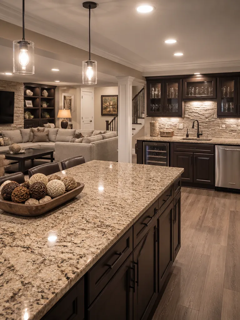 Granite Countertops Basement Warm residential staging