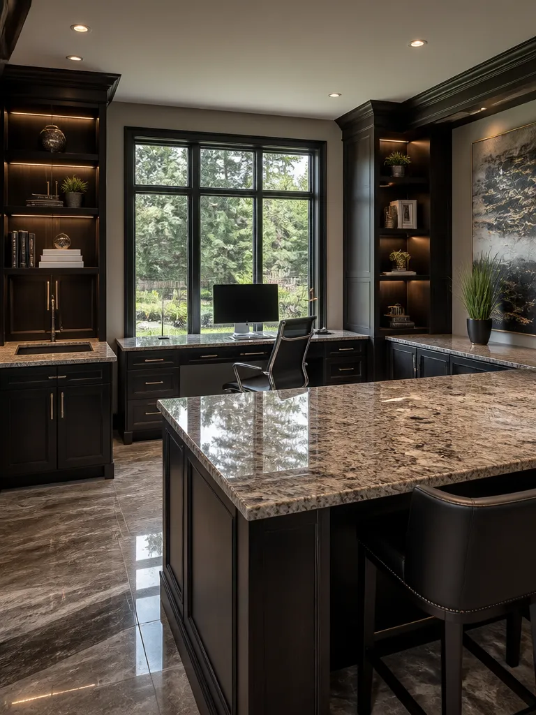 Granite Countertops Home Office Luxury editorial staging